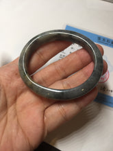 Load image into Gallery viewer, 49mm certified Type A 100% Natural icy watery yellow black(WuJi) oval Jadeite Jade bangle BM115-2675