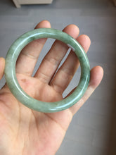 Load image into Gallery viewer, 55.8mm Certified type A 100% Natural  light green gray round cut Jadeite bangle PD38-9582