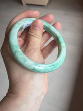 Load image into Gallery viewer, 60.5mm certified type A 100% Natural sunny green/white Jadeite Jade bangle B115-8218