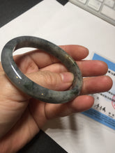 Load image into Gallery viewer, 49mm certified Type A 100% Natural icy watery yellow black(WuJi) oval Jadeite Jade bangle BM115-2675
