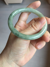 Load image into Gallery viewer, 55.8mm Certified type A 100% Natural  light green gray round cut Jadeite bangle PD38-9582
