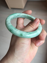 Load image into Gallery viewer, 60.5mm certified type A 100% Natural sunny green/white Jadeite Jade bangle B115-8218