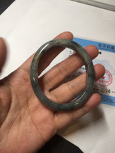 Load image into Gallery viewer, 49mm certified Type A 100% Natural icy watery yellow black(WuJi) oval Jadeite Jade bangle BM115-2675