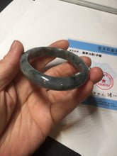 Load image into Gallery viewer, 49mm certified Type A 100% Natural icy watery yellow black(WuJi) oval Jadeite Jade bangle BM115-2675