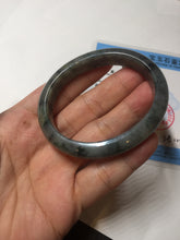 Load image into Gallery viewer, 49mm certified Type A 100% Natural icy watery yellow black(WuJi) oval Jadeite Jade bangle BM115-2675