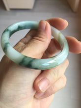 Load image into Gallery viewer, 53.6mm certified natural 100% natural Type A light green/white with green floating flowers jadeite jade bangle BP1-5003