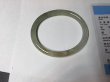 Load image into Gallery viewer, 48mm certified 100% natural Type A icy watery green/brown/gray slim oval jadeite jade bangle BL111-9436