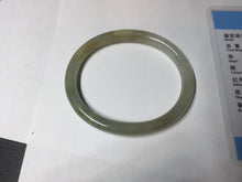 Load image into Gallery viewer, 48mm certified 100% natural Type A icy watery green/brown/gray slim oval jadeite jade bangle BL111-9436