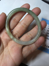 Load image into Gallery viewer, 48mm certified 100% natural Type A icy watery green/brown/gray slim oval jadeite jade bangle BL111-9436