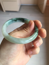 Load image into Gallery viewer, 53.6mm certified natural 100% natural Type A light green/white with green floating flowers jadeite jade bangle BP1-5003