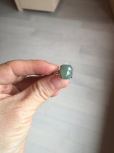 Load image into Gallery viewer, 100% natural type A dark green gray four-prong jadeite jade ring PC6
