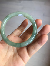 Load image into Gallery viewer, 55.4mm Certified type A 100% Natural  light green gray round cut Jadeite bangle PD36-9589