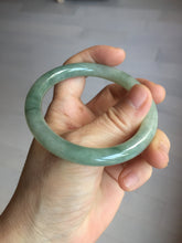 Load image into Gallery viewer, 55.4mm Certified type A 100% Natural  light green gray round cut Jadeite bangle PD36-9589
