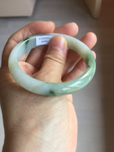 Load image into Gallery viewer, 53.9mm certified natural 100% natural Type A light green/white with green floating flowers jadeite jade bangle BP20-4999