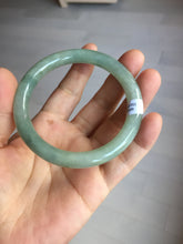 Load image into Gallery viewer, 55.4mm Certified type A 100% Natural  light green gray round cut Jadeite bangle PD36-9589