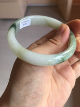 Load image into Gallery viewer, 53.9mm certified natural 100% natural Type A light green/white with green floating flowers jadeite jade bangle BP20-4999