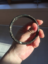 Load image into Gallery viewer, 59.5mm 100% natural black background with white/yellow/red flowers Plum blossom Jade(梅花玉) bangle SY98-5