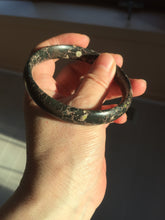 Load image into Gallery viewer, 59.5mm 100% natural black background with white/yellow/red flowers Plum blossom Jade(梅花玉) bangle SY98-6