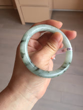 Load image into Gallery viewer, 55mm certified 100% natural Type A light green with green floating flowers round cut jadeite jade bangle BS106-2540