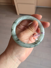 Load image into Gallery viewer, 55mm certified 100% natural Type A light green with green floating flowers round cut jadeite jade bangle BS106-2540