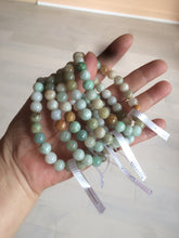 Load image into Gallery viewer, 7-7.6mm 100% natural type A green/white/yellow/brown jadeite jade beads bracelet AQ73