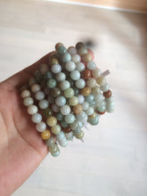 Load image into Gallery viewer, 7-7.6mm 100% natural type A green/white/yellow/brown jadeite jade beads bracelet AQ73