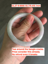 Load image into Gallery viewer, Sale! Type A 100% Natural light green/white chubby Jadeite Jade bangle with defects group GL37