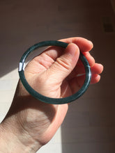 Load image into Gallery viewer, 58.3mm Certified Type A 100% Natural dark green/blue/gray Guatemala slim round cut Jadeite bangle BP202-5522