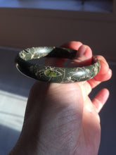 Load image into Gallery viewer, 59.5mm 100% natural black background with white/yellow/red flowers Plum blossom Jade(梅花玉) bangle SY98-7