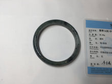 Load image into Gallery viewer, 56.8mm Certified 100% natural Type A oily dark green/gray (老油青) jadeite jade bangle PA78-6284