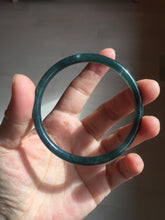 Load image into Gallery viewer, 58.3mm Certified Type A 100% Natural dark green/blue/gray Guatemala slim round cut Jadeite bangle BP201-5512