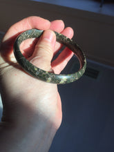 Load image into Gallery viewer, 59.5mm 100% natural black background with white/yellow/red flowers Plum blossom Jade(梅花玉) bangle SY98-7