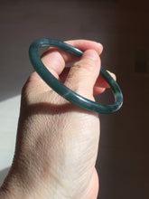 Load image into Gallery viewer, 58.3mm Certified Type A 100% Natural dark green/blue/gray Guatemala slim round cut Jadeite bangle BP201-5512