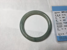 Load image into Gallery viewer, 55.4mm Certified type A 100% Natural  light green gray round cut Jadeite bangle PD36-9589