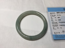 Load image into Gallery viewer, 55.4mm Certified type A 100% Natural  light green gray round cut Jadeite bangle PD36-9589