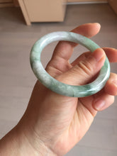 Load image into Gallery viewer, 55.3mm certified 100% natural Type A light green purple with green floating flowers round cut jadeite jade bangle BS110-2523