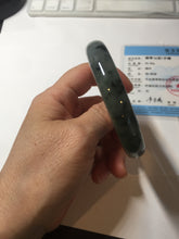 Load image into Gallery viewer, 56.8mm Certified 100% natural Type A oily dark green/gray (老油青) jadeite jade bangle PA78-6284