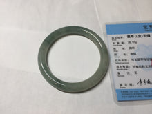 Load image into Gallery viewer, 55.4mm Certified type A 100% Natural  light green gray round cut Jadeite bangle PD36-9589