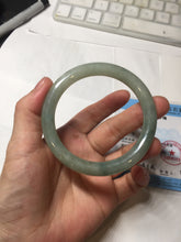 Load image into Gallery viewer, 55.4mm Certified type A 100% Natural  light green gray round cut Jadeite bangle PD36-9589
