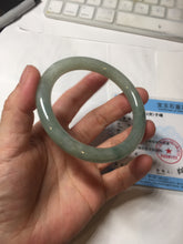 Load image into Gallery viewer, 55.4mm Certified type A 100% Natural  light green gray round cut Jadeite bangle PD36-9589