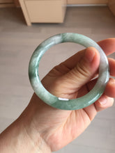 Load image into Gallery viewer, 55.3mm certified 100% natural Type A light green purple with green floating flowers round cut jadeite jade bangle BS110-2523