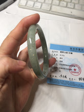 Load image into Gallery viewer, 55.4mm Certified type A 100% Natural  light green gray round cut Jadeite bangle PD36-9589