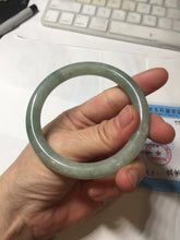 Load image into Gallery viewer, 55.4mm Certified type A 100% Natural  light green gray round cut Jadeite bangle PD36-9589