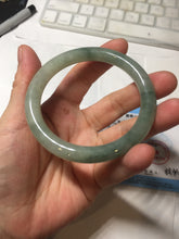 Load image into Gallery viewer, 55.4mm Certified type A 100% Natural  light green gray round cut Jadeite bangle PD36-9589