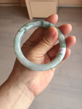 Load image into Gallery viewer, 55.3mm certified 100% natural Type A light green purple with green floating flowers round cut jadeite jade bangle BS110-2523