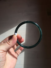 Load image into Gallery viewer, 59.5mm Certified Type A 100% Natural dark green/blue/gray Guatemala slim round cut Jadeite bangle BP200-5524