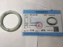 Load image into Gallery viewer, 51.5mm Certified Type A 100% Natural light green with floating green flowers round cut Jadeite jade bangle PB173-4721