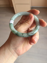 Load image into Gallery viewer, 55.3mm certified 100% natural Type A light green purple with green floating flowers round cut jadeite jade bangle BS110-2523