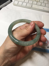Load image into Gallery viewer, 55.4mm Certified type A 100% Natural  light green gray round cut Jadeite bangle PD36-9589
