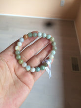 Load image into Gallery viewer, 7-7.6mm 100% natural type A green/white/yellow/brown jadeite jade beads bracelet AQ73
